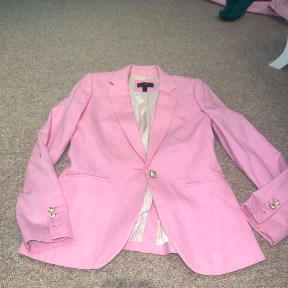 J.Crew Factory Herringbone Wool-Blend Schoolboy Blazer โ Pink โ Size 4 - Picture 2 of 8